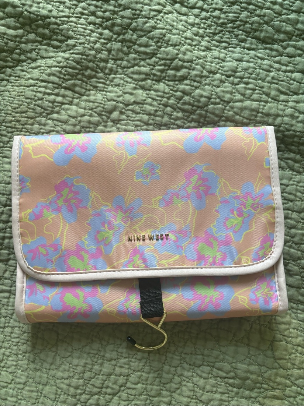 Nine West Coast Pink Floral Hanging Travel Cosmetic Organizer